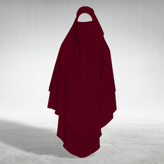 Long Khimar Hijab With Niqab - MAROON