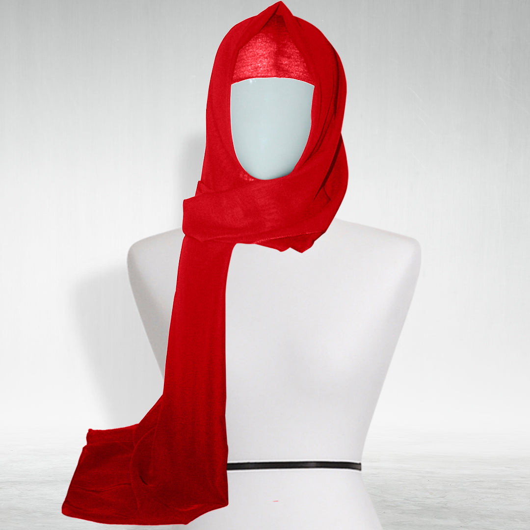 Ready To Wear Instant Hijab with Cap Attached - RED